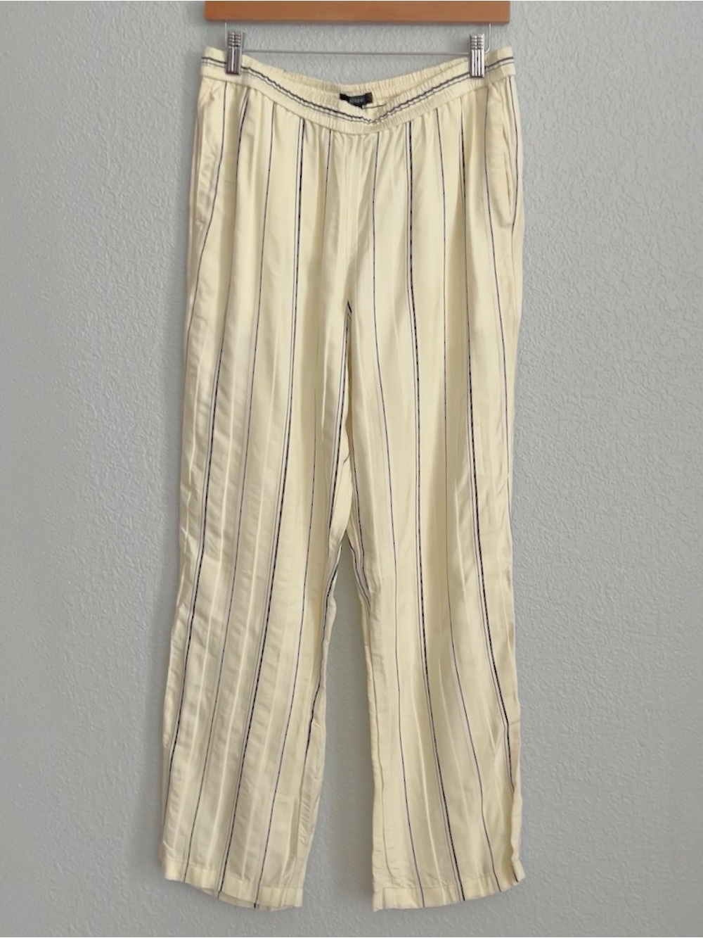 J.Crew Pull-On Multistripe Jacquard Pants Cream Black Size 8